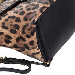 Dolce & Gabbana Black/Brown Leopard Print Coated Canvas and Leather Miss Sicily Backpack