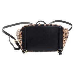 Dolce & Gabbana Black/Brown Leopard Print Coated Canvas and Leather Miss Sicily Backpack