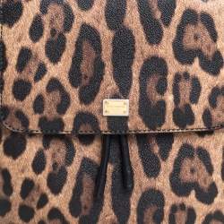 Dolce & Gabbana Black/Brown Leopard Print Coated Canvas and Leather Miss Sicily Backpack