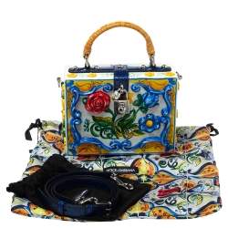 مملوكة مسبقًا حقيبة دولتشي أند غابانا بوكس أكريليك طباعة ماجوليكا متعددة الألوان وجلد ثعبان
