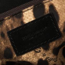 Pre Owned Dolce & Gabbana Black Wool and Leather Large Miss Sicily Top Handle Bag