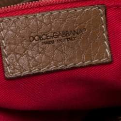 Pre Owned Dolce & Gabbana Tan Leather Chain Shoulder Bag