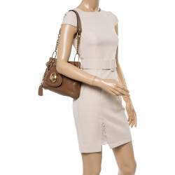 Pre Owned Dolce & Gabbana Tan Leather Chain Shoulder Bag