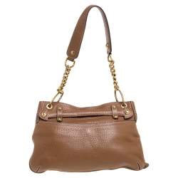 Pre Owned Dolce & Gabbana Tan Leather Chain Shoulder Bag