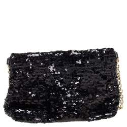 Pre Owned Dolce & Gabbana Black Sequin Miss Charles Crossbody Bag