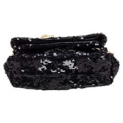 Pre Owned Dolce & Gabbana Black Sequin Miss Charles Crossbody Bag