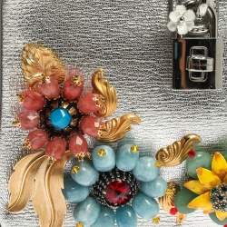 Pre Owned حقيبة دولتشي أند غابانا سوفت دولتشي يد علوية إصدار محدود جلد مزخرف فضي 