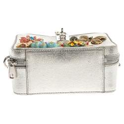 Pre Owned حقيبة دولتشي أند غابانا سوفت دولتشي يد علوية إصدار محدود جلد مزخرف فضي 