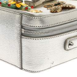 Pre Owned حقيبة دولتشي أند غابانا سوفت دولتشي يد علوية إصدار محدود جلد مزخرف فضي 