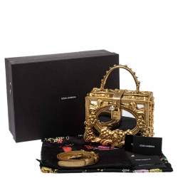 مملوكة مسبقًا حقيبة دولتشي أند غابانا صندوقية ليف دولتشي أكريليك وخشب ذهبية