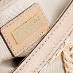 Pre Owned Dolce & Gabbana Beige Crochet Raffia, Fabric and Leather Large Miss Sicily Top Handle Bag 