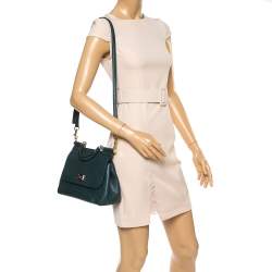 Pre Owned Dolce & Gabbana Dark Green Leather Medium Miss Sicily Top Handle Bag