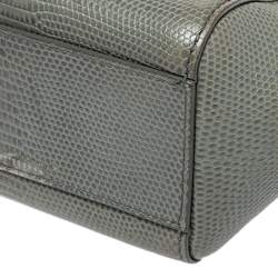 Pre Owned Dolce & Gabbana Avocado Green Lizard Embossed Leather Small Miss Sicily Top Handle Bag