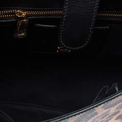 Pre Owned Dolce & Gabbana Black/Brown Leopard Print Coated Canvas and Leather Sicily Top Handle Bag