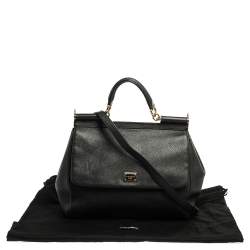 Pre Owned Dolce & Gabbana Grey Leather Large Miss Sicily Top Handle Bag