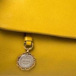 Pre Owned Dolce & Gabbana Yellow Leather Large Miss Sicily Top Handle Bag