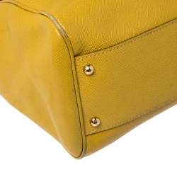 Pre Owned Dolce & Gabbana Yellow Leather Large Miss Sicily Top Handle Bag