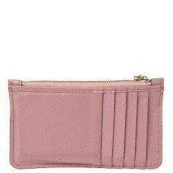 Pre Owned حافظة بطاقات دولتشي أند غابانا سحاب جلد دوفين وردي