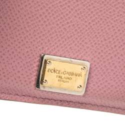 Pre Owned حافظة بطاقات دولتشي أند غابانا سحاب جلد دوفين وردي