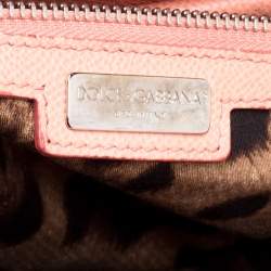 Pre Owned Dolce & Gabbana Coral Orange Leather Padlock Top Handle Bag