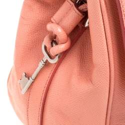 Pre Owned Dolce & Gabbana Coral Orange Leather Padlock Top Handle Bag