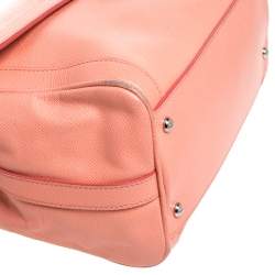 Pre Owned Dolce & Gabbana Coral Orange Leather Padlock Top Handle Bag