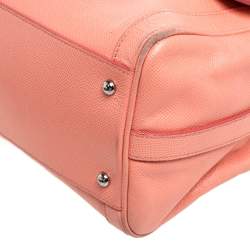 Pre Owned Dolce & Gabbana Coral Orange Leather Padlock Top Handle Bag