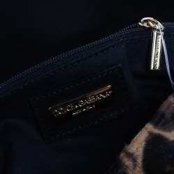 Pre Owned Dolce & Gabbana Brown Leopard Print Calfhair and Leather Miss Charles Shoulder Bag