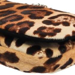 Pre Owned Dolce & Gabbana Brown Leopard Print Calfhair and Leather Miss Charles Shoulder Bag