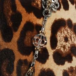 Pre Owned Dolce & Gabbana Brown Leopard Print Calfhair and Leather Miss Charles Shoulder Bag