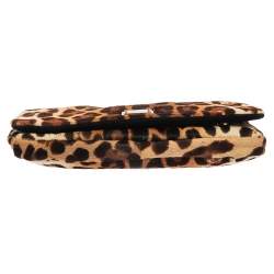 Pre Owned Dolce & Gabbana Brown Leopard Print Calfhair and Leather Miss Charles Shoulder Bag