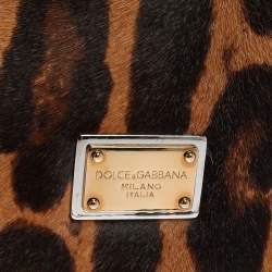 Pre Owned Dolce & Gabbana Brown Leopard Print Calfhair and Leather Miss Charles Shoulder Bag
