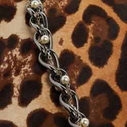 Pre Owned Dolce & Gabbana Brown Leopard Print Calfhair and Leather Miss Charles Shoulder Bag