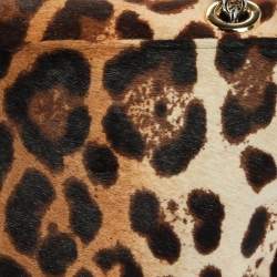 Pre Owned Dolce & Gabbana Brown Leopard Print Calfhair and Leather Miss Charles Shoulder Bag