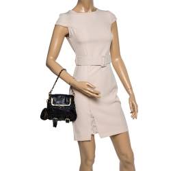 مملوكة مسبقًا Dolce & Gabbana Black Leather XX Anniversary Ruffle Chain Clutch