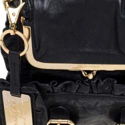 مملوكة مسبقًا Dolce & Gabbana Black Leather XX Anniversary Ruffle Chain Clutch