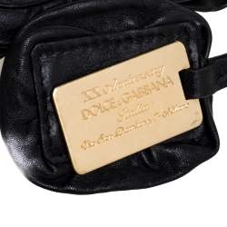 مملوكة مسبقًا Dolce & Gabbana Black Leather XX Anniversary Ruffle Chain Clutch