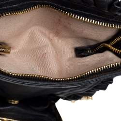 مملوكة مسبقًا Dolce & Gabbana Black Leather XX Anniversary Ruffle Chain Clutch