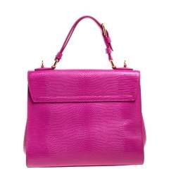 Pre Owned Dolce & Gabbana Pink Lizard Embossed Leather Medium Miss Monica Top Handle Bag