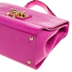 Pre Owned Dolce & Gabbana Pink Lizard Embossed Leather Medium Miss Monica Top Handle Bag