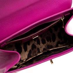 Pre Owned Dolce & Gabbana Pink Lizard Embossed Leather Medium Miss Monica Top Handle Bag