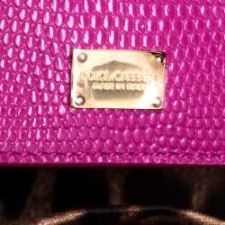 Pre Owned Dolce & Gabbana Pink Lizard Embossed Leather Medium Miss Monica Top Handle Bag