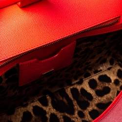 Pre Owned Dolce & Gabbana Coral Pink Leather Large Miss Sicily Top Handle Bag