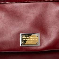 Pre Owned Dolce & Gabbana Red Soft Leather Large Miss Sicily Top Handle Bag