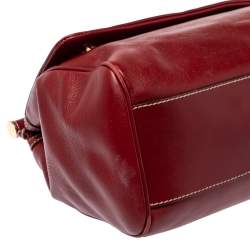 Pre Owned Dolce & Gabbana Red Soft Leather Large Miss Sicily Top Handle Bag