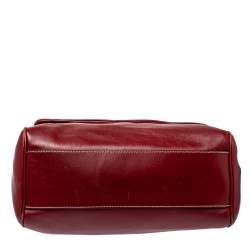 Pre Owned Dolce & Gabbana Red Soft Leather Large Miss Sicily Top Handle Bag