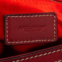 Pre Owned Dolce & Gabbana Red Soft Leather Large Miss Sicily Top Handle Bag