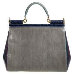 Pre Owned حقيبة دولتشي أند غابانا جلد ثعبان وتمساح متعددة الألوان كبيرة