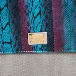 Pre Owned حقيبة دولتشي أند غابانا جلد ثعبان وتمساح متعددة الألوان كبيرة