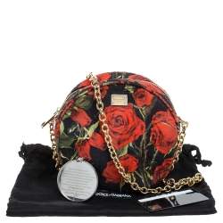 Pre Owned حقيبة كتف دولتشي أند غابانا ميس غلام قماش مورد مطبوع مستديرة